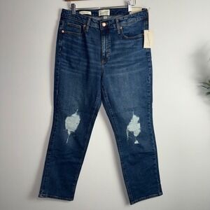 Universal Thread Womens High Rise Slim Straight Distressed Jeans Blue 12/31R